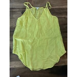 Witchery Women's Yellow 100% Linen V-neckline Sleeveless Blouse Top Size Medium